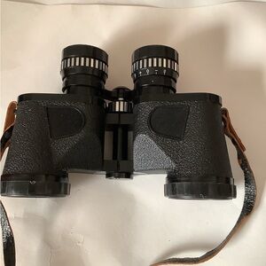 Textured Black Binoculars with Strap